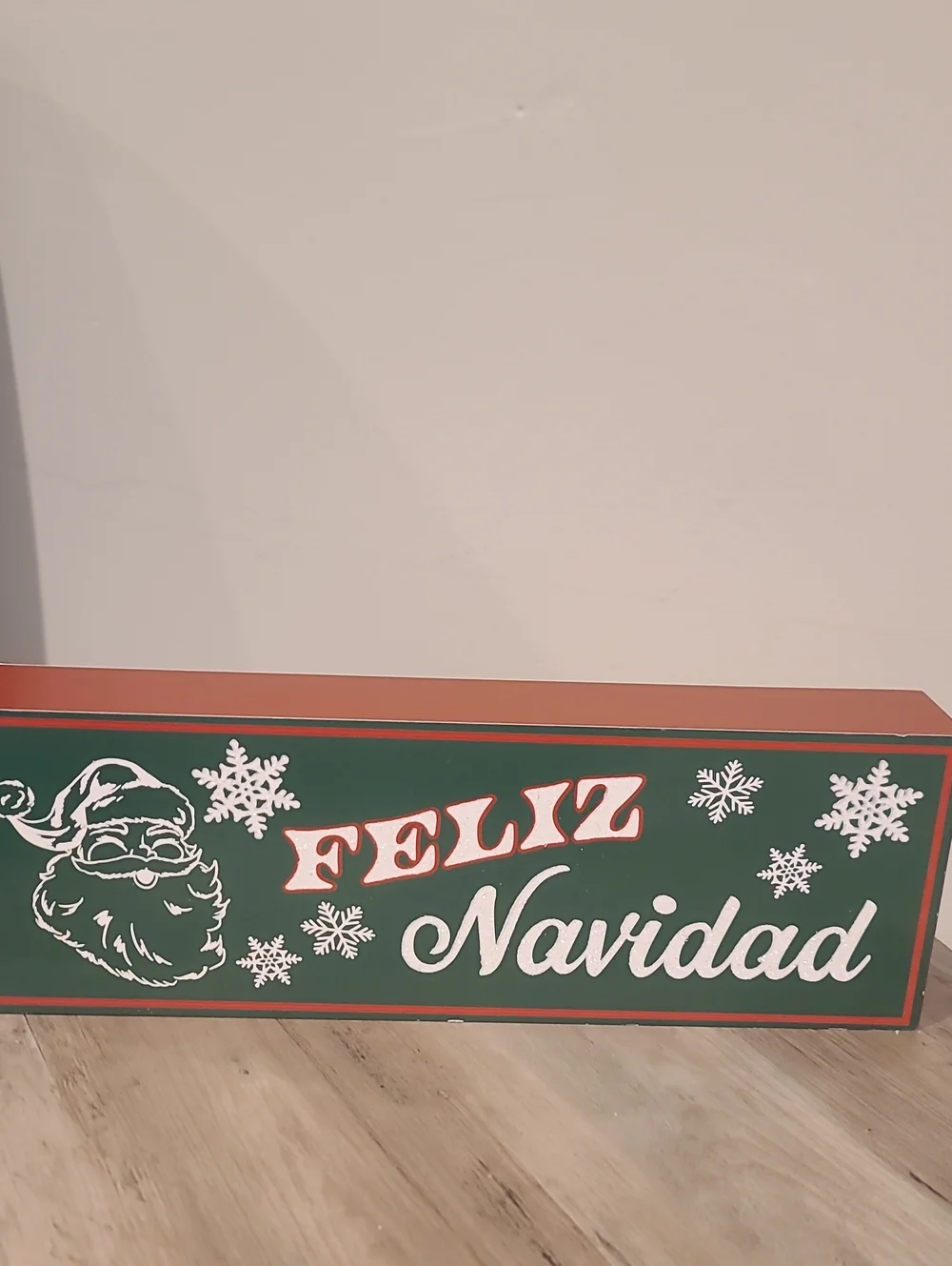 Feliz Navidad Holiday Decorative Sign - Green and Red